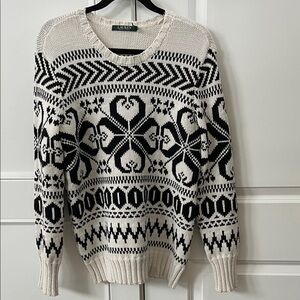 Ralph Lauren Black and Cream Knit Sweater